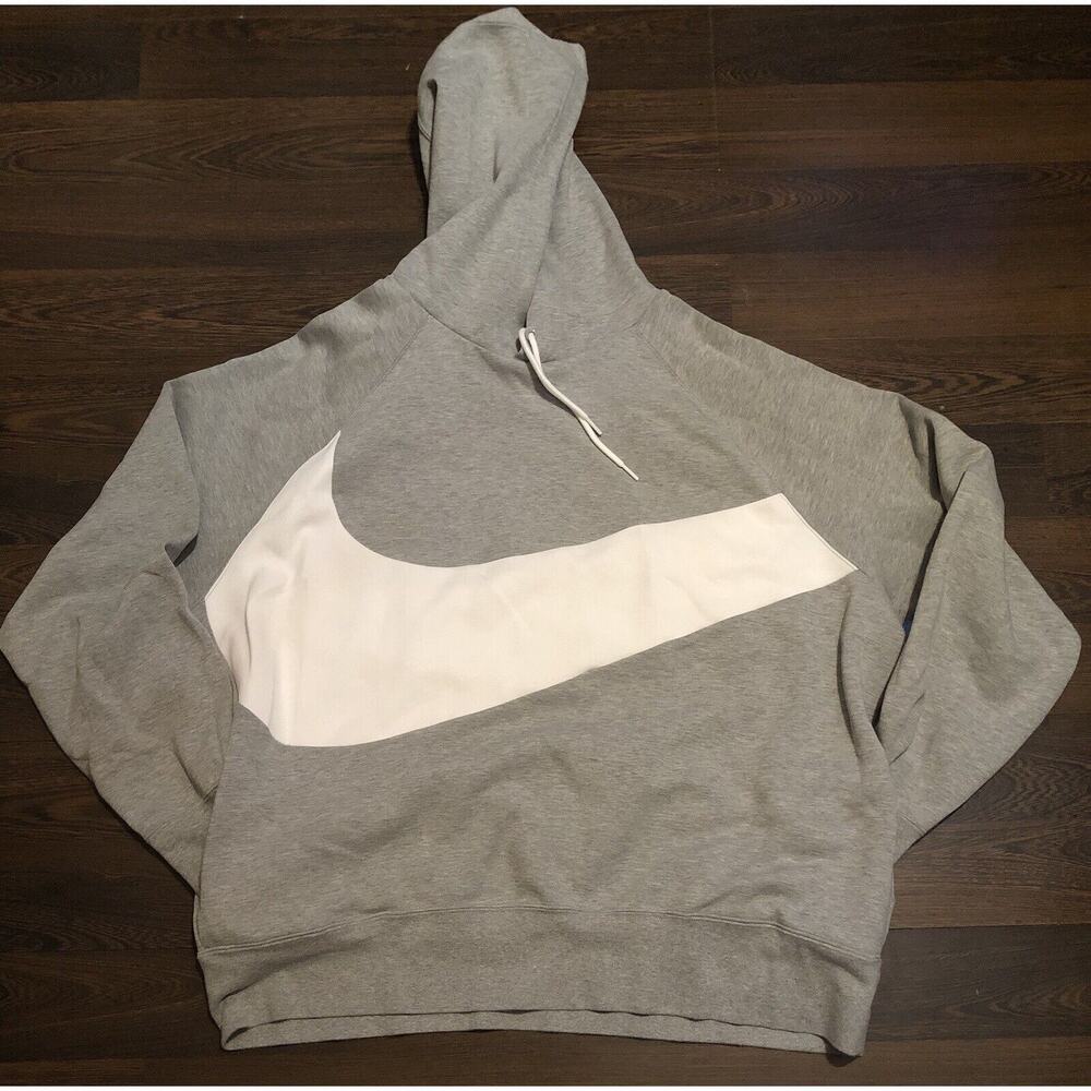Nike Sportswear Tech Fleece Gray Swoosh Logo Pullover Hoodie Men Sz XXL